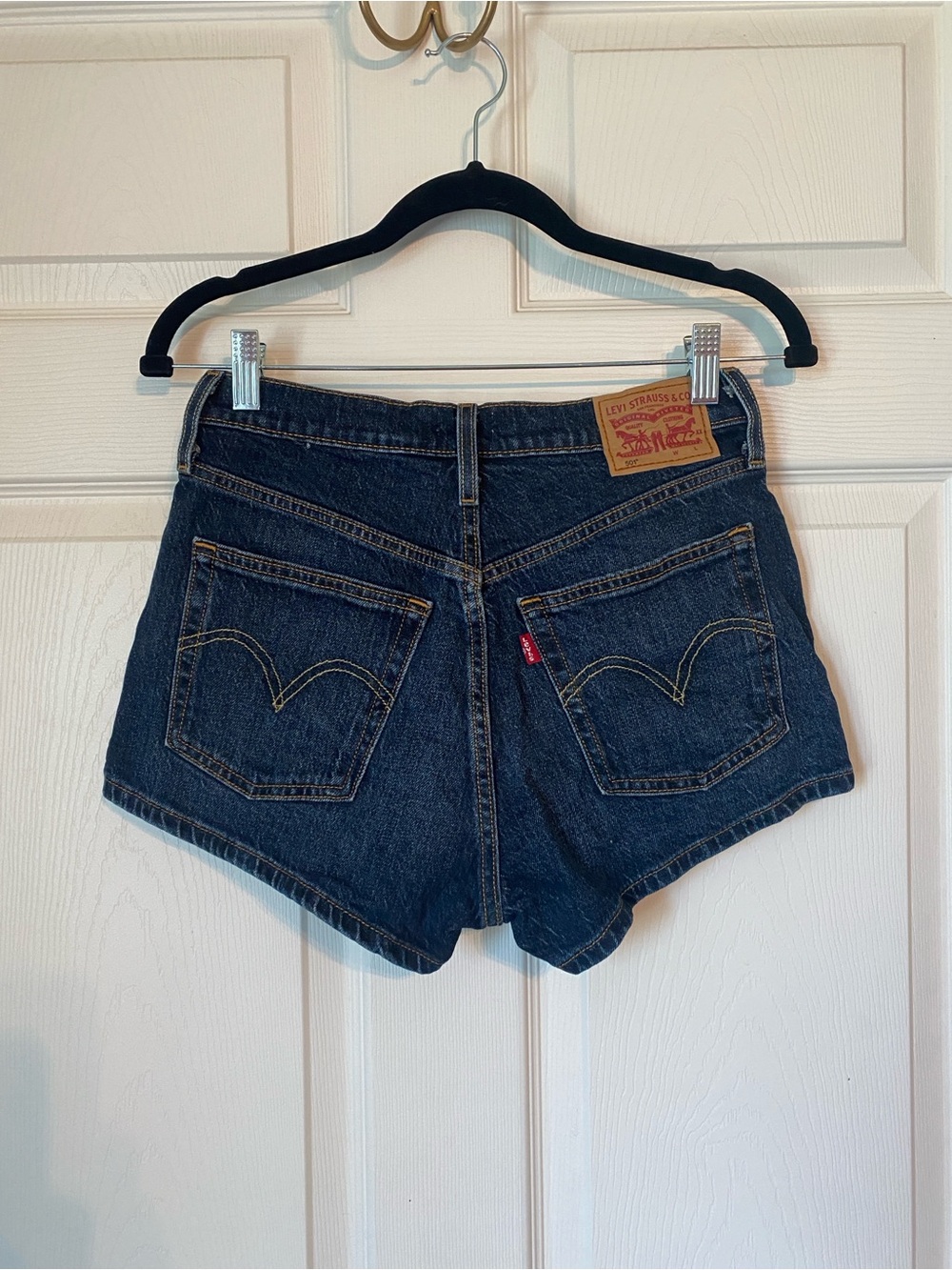 Levi's Women's 501 Original Dark Indigo Denim High-Rise Jean Shorts